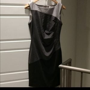 Calvin Klein Black & Gray Side Ruched Dress